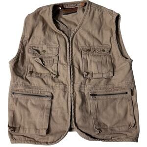 Fishing vest men's northern Explorer vest brown sz large fly fishing  angler